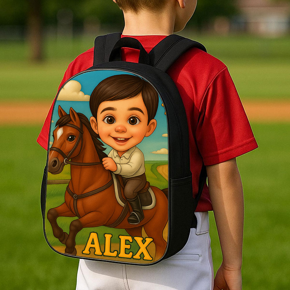 Personalisierter Kinder Rucksack Mit Foto Und Name Cartoon Portrait Schulranzen Back To School Geschenk Für Mädchen