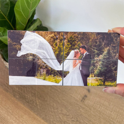 Personalisierter Holz Foto Würfel Magischer Unendlichkeitswürfel mit 9 Bildern Geschenk für Paare