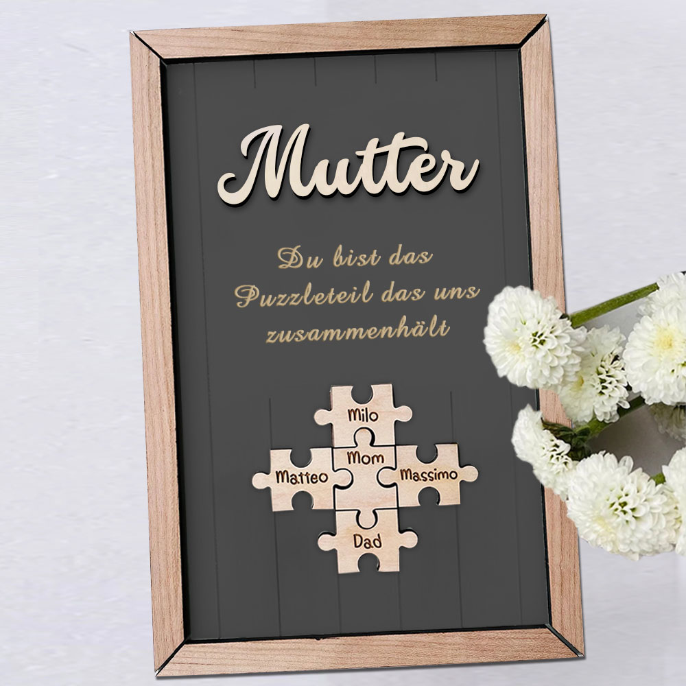 Personalisiertes Holzpuzzle Rahmen Mit 1 Bis 8 Namen In Wunschfarbe Mi
