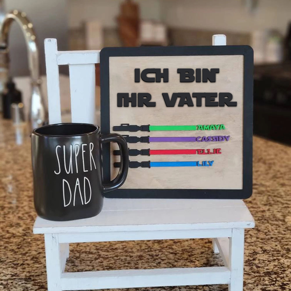 Personalisierte Familienschild Aus Holz Mit Kindernamen Ich Bin Ihr Vater Holzrahmen Vatertagsgeschenk