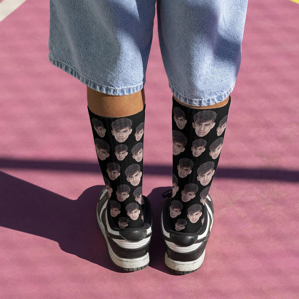 Personalisierte Katzengesicht Socken Foto Der Katze Auf Den Socken