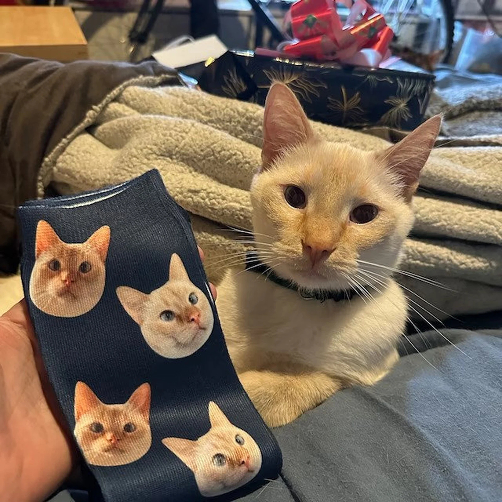Personalisierte Katzenfoto Socken Mit Bild Und Text