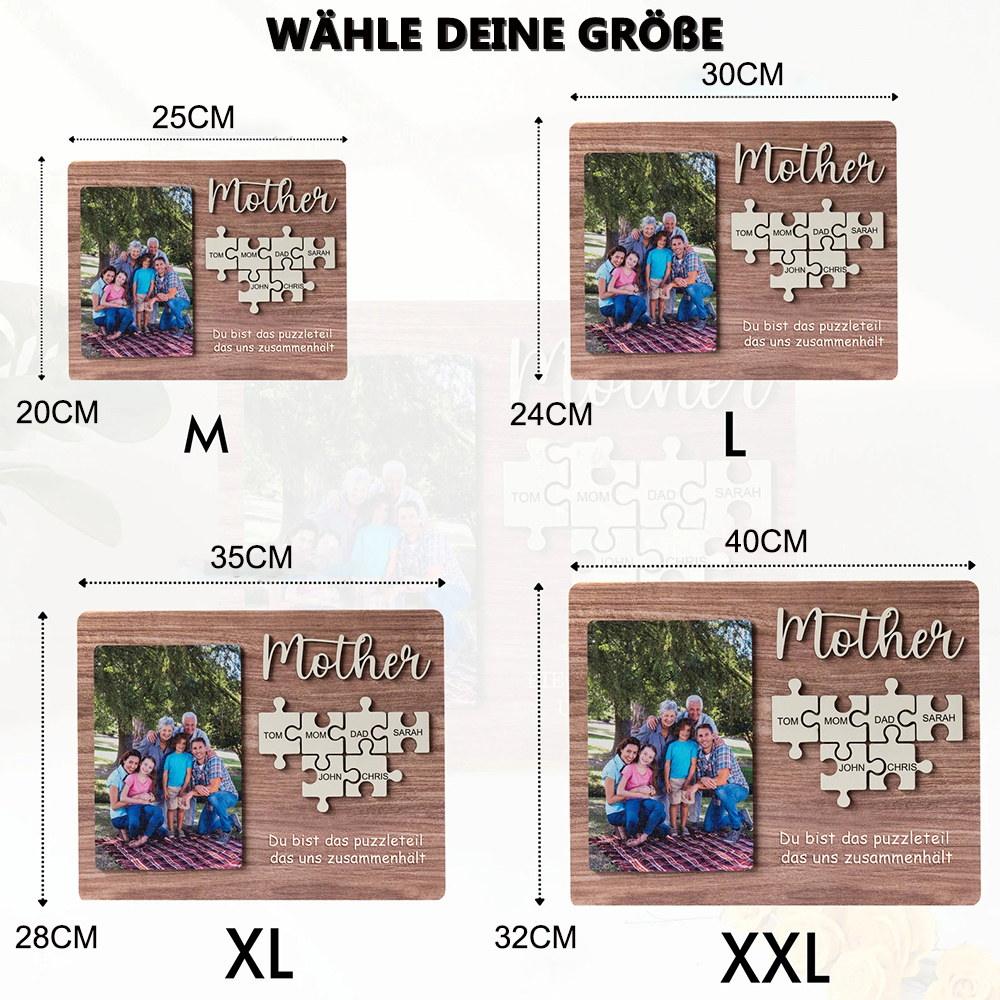 Personalisierte Foto und Namens Holzpuzzle Maßgeschneiderte Schildergeschenke für Mama