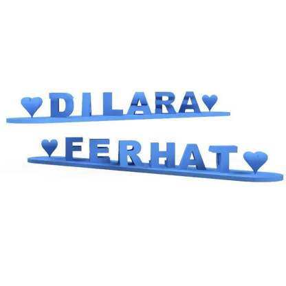 Maßgefertigte Doppelnamen-Illusions-Love 3D Gedruckte Personalisierte Wendeschrift Namensschild Beidseitig Anpassbare Wörterplatte