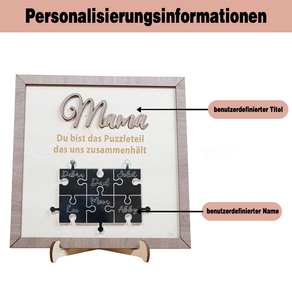 Personalisierte Namens Holzpuzzle Schild Mama Du Bist Das Stück Das Uns Zusammenhält Geschenk Für Mama