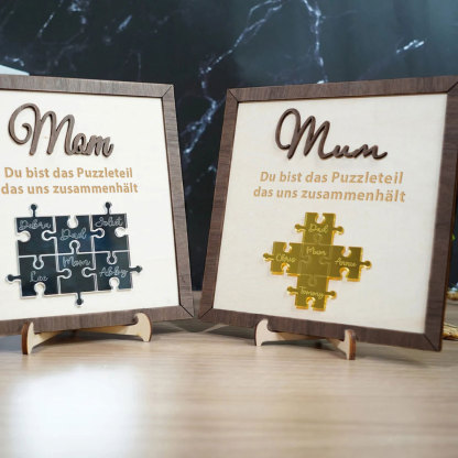 Personalisierte Namens Holzpuzzle Schild Mama Du Bist Das Stück Das Uns Zusammenhält Geschenk Für Mama