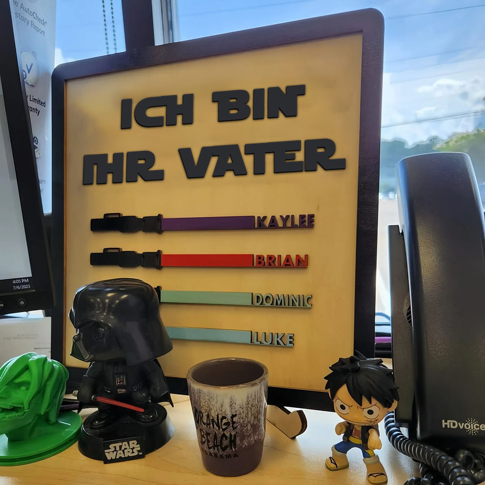 Personalisierte Familienschild Aus Holz Mit Kindernamen Ich Bin Ihr Vater Holzrahmen Vatertagsgeschenk