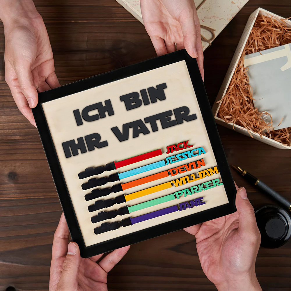Personalisierte Familienschild Aus Holz Mit Kindernamen Ich Bin Ihr Vater Holzrahmen Vatertagsgeschenk
