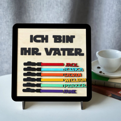Personalisierte Familienschild Aus Holz Mit Kindernamen Ich Bin Ihr Vater Holzrahmen Vatertagsgeschenk