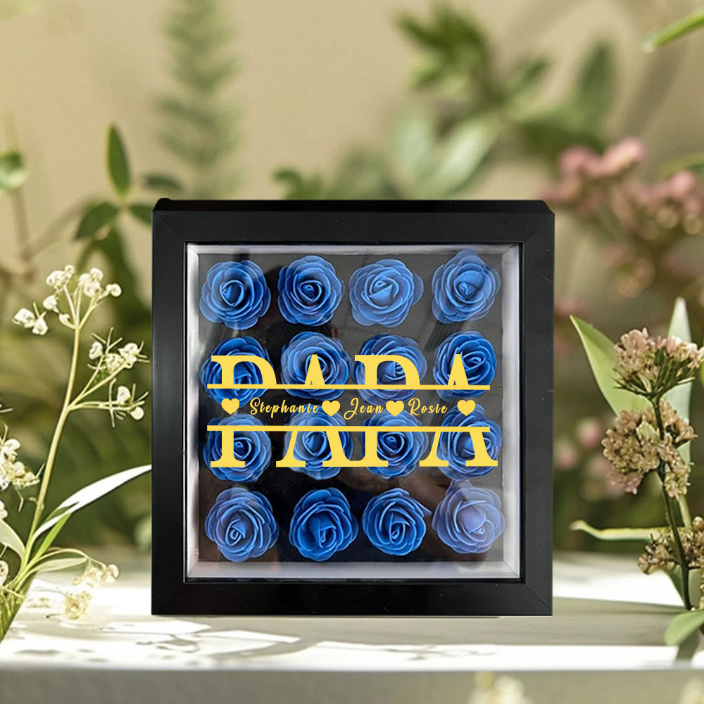 Personalisiertes Blumen Schattenrahmen Geschenk Mit 1 Bis 5 Namen Für Papa Zum Vatertag