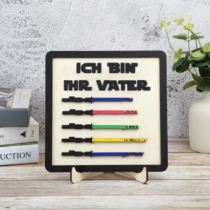 Personalisierte Familienschild Aus Holz Mit Kindernamen Ich Bin Ihr Vater Holzrahmen Vatertagsgeschenk