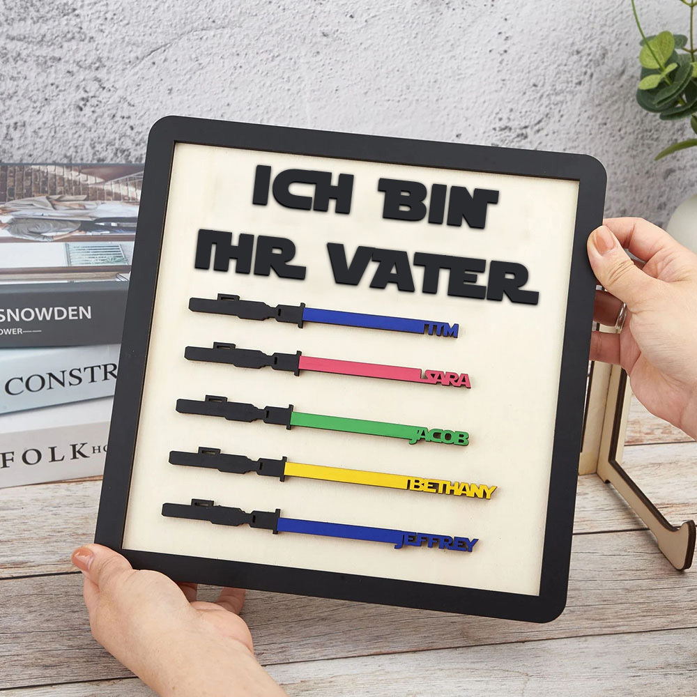 Personalisierte Familienschild Aus Holz Mit Kindernamen Ich Bin Ihr Vater Holzrahmen Vatertagsgeschenk