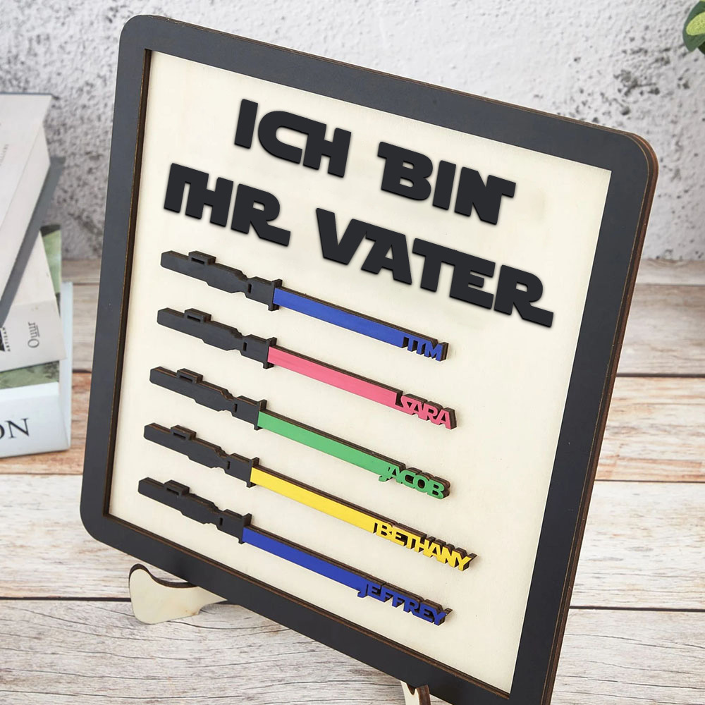 Personalisierte Familienschild Aus Holz Mit Kindernamen Ich Bin Ihr Vater Holzrahmen Vatertagsgeschenk