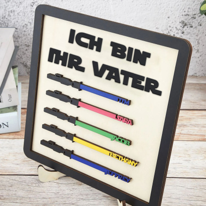 Personalisierte Familienschild Aus Holz Mit Kindernamen Ich Bin Ihr Vater Holzrahmen Vatertagsgeschenk