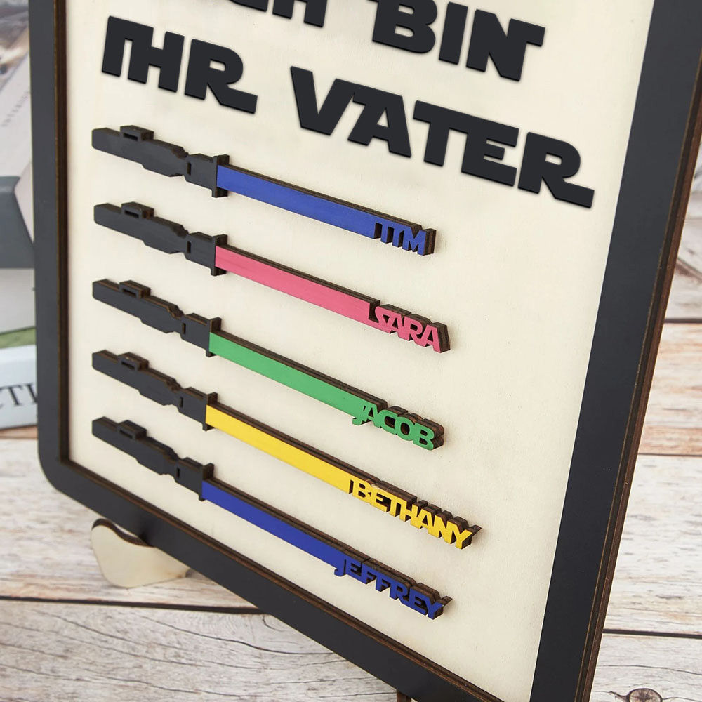 Personalisierte Familienschild Aus Holz Mit Kindernamen Ich Bin Ihr Vater Holzrahmen Vatertagsgeschenk