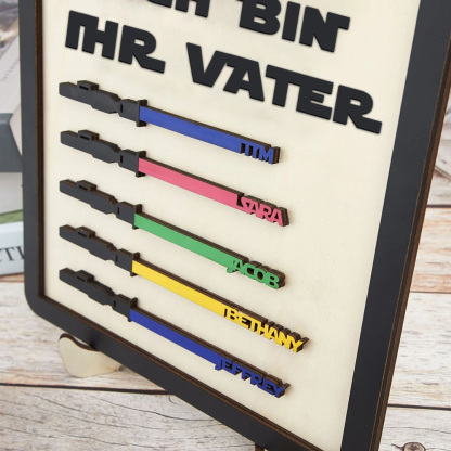 Personalisierte Familienschild Aus Holz Mit Kindernamen Ich Bin Ihr Vater Holzrahmen Vatertagsgeschenk