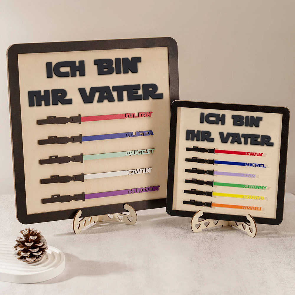 Personalisierte Familienschild Aus Holz Mit Kindernamen Ich Bin Ihr Vater Holzrahmen Vatertagsgeschenk