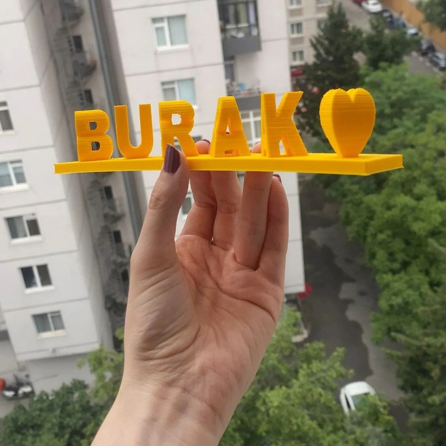 Maßgefertigte Doppelnamen-Illusions-Love 3D Gedruckte Personalisierte Wendeschrift Namensschild Beidseitig Anpassbare Wörterplatte