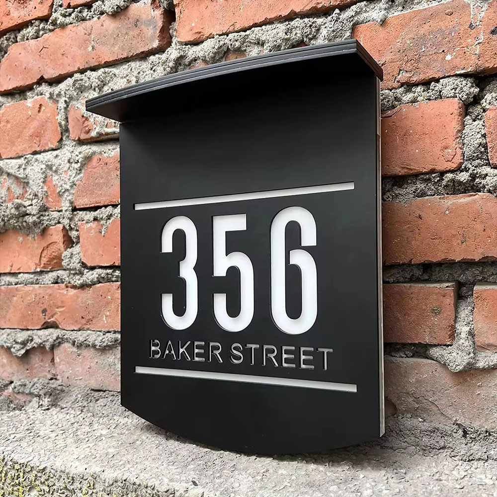 Personalisierte Solar LED Hausnummerntafel Wasserdicht Adressschild mit Licht für Wohnkultur