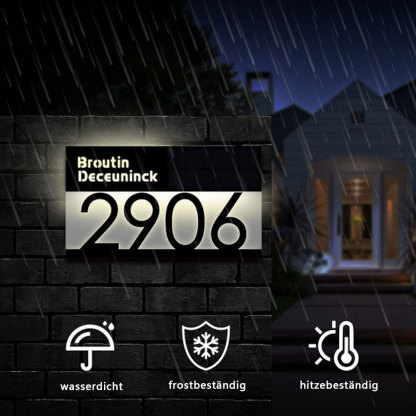Solarbetriebenes LED Haus Adressschild Personalisierte Nummerntafel Wasserdicht Outdoor Türschild