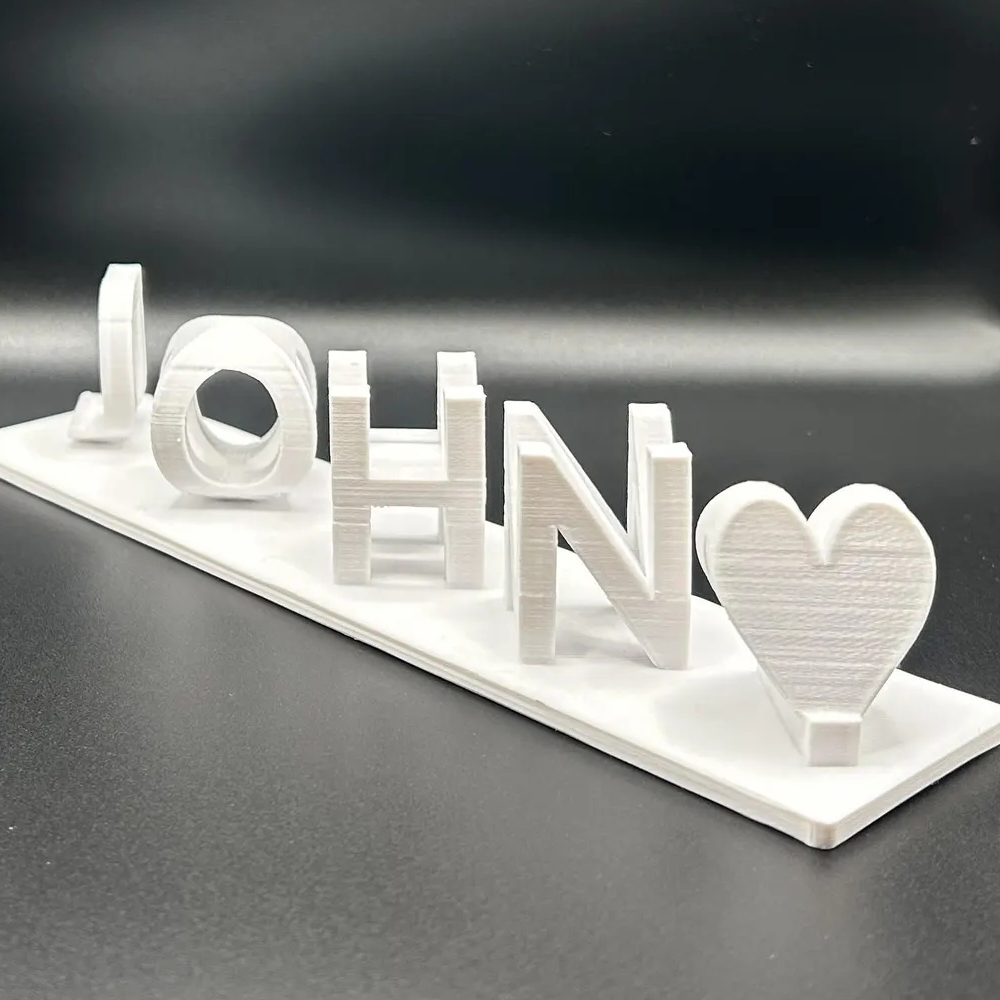 Maßgefertigte Doppelnamen-Illusions-Love 3D Gedruckte Personalisierte Wendeschrift Namensschild Beidseitig Anpassbare Wörterplatte