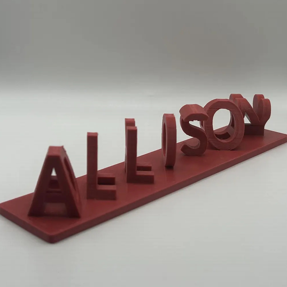 Maßgefertigte Doppelnamen-Illusions-Love 3D Gedruckte Personalisierte Wendeschrift Namensschild Beidseitig Anpassbare Wörterplatte