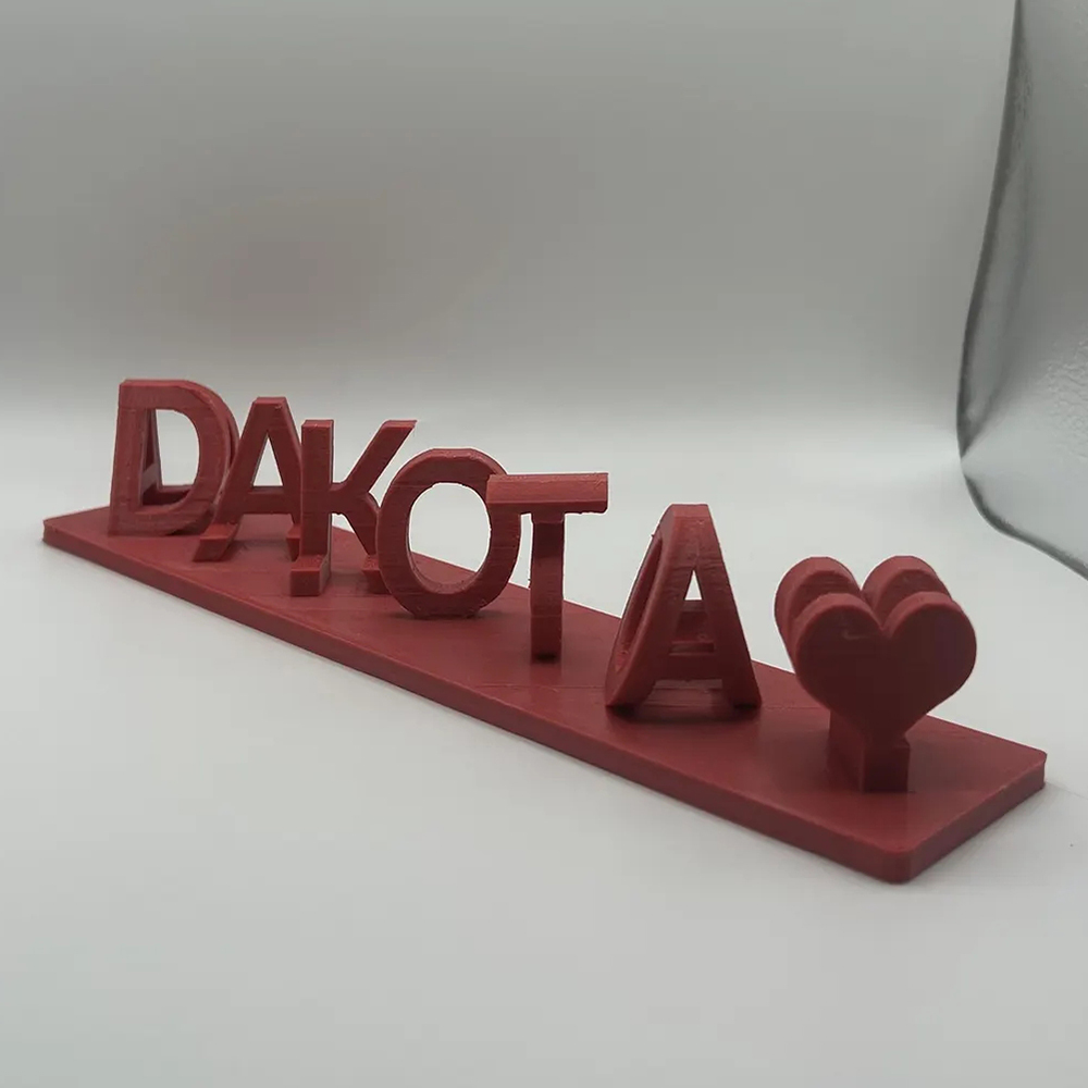 Maßgefertigte Doppelnamen-Illusions-Love 3D Gedruckte Personalisierte Wendeschrift Namensschild Beidseitig Anpassbare Wörterplatte