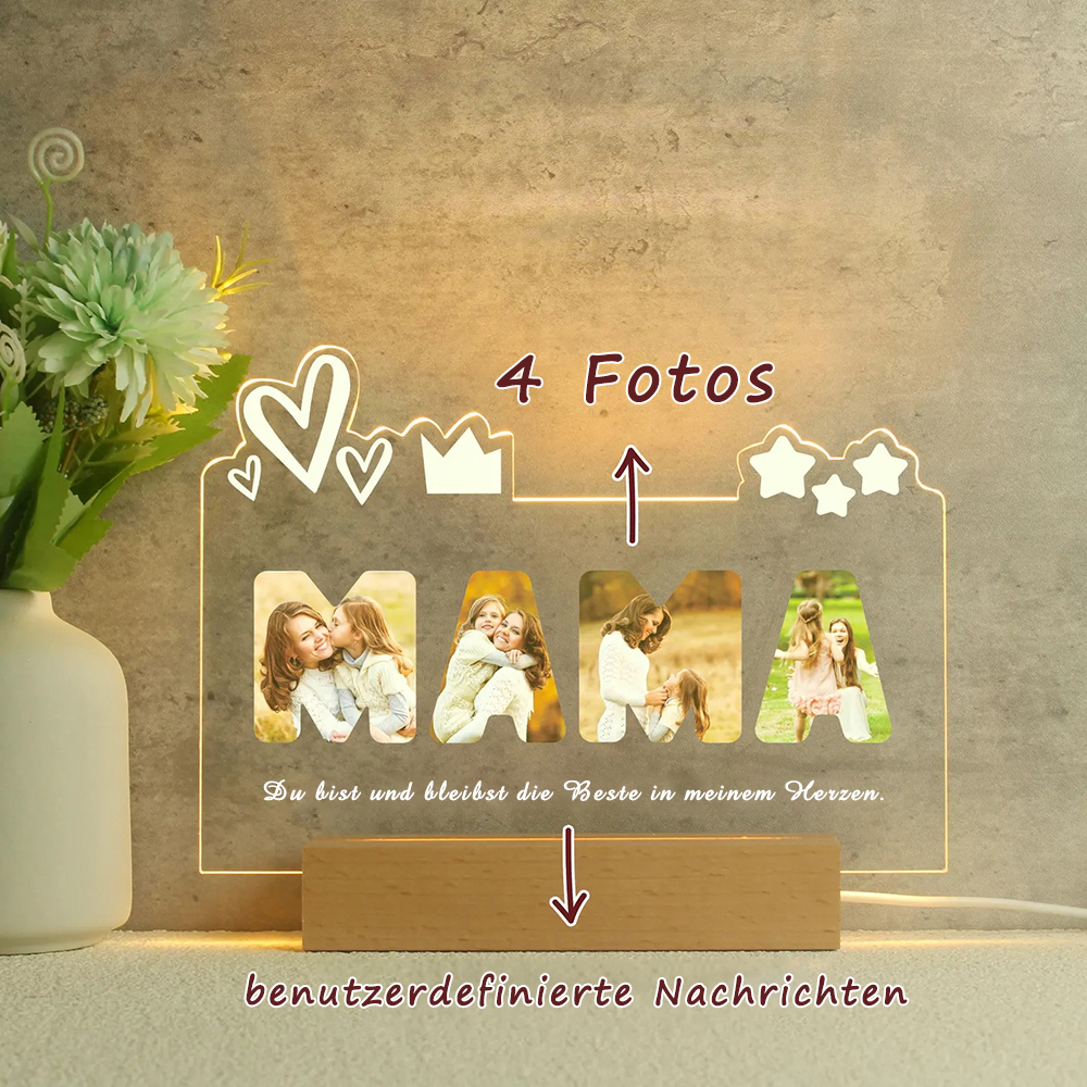 Muttertagsgeschenk Personalisiertes Nachtlicht mit Vier Fotos Geschenk für Mama
