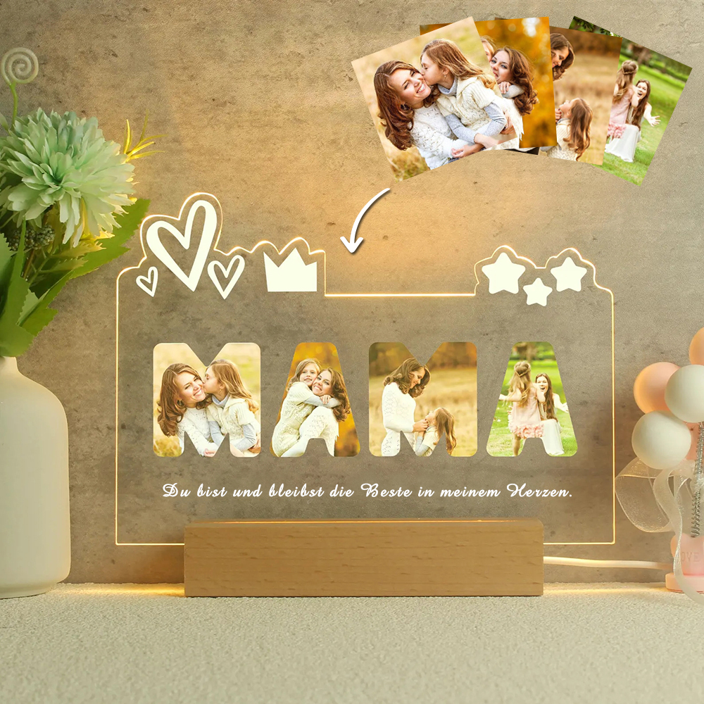 Muttertagsgeschenk Personalisiertes Nachtlicht mit Vier Fotos Geschenk für Mama
