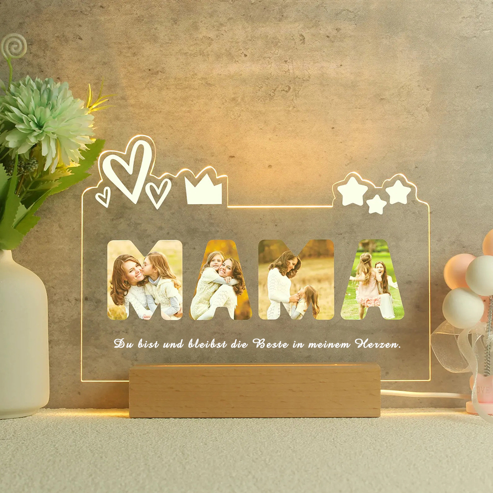Muttertagsgeschenk Personalisiertes Nachtlicht mit Vier Fotos Geschenk für Mama
