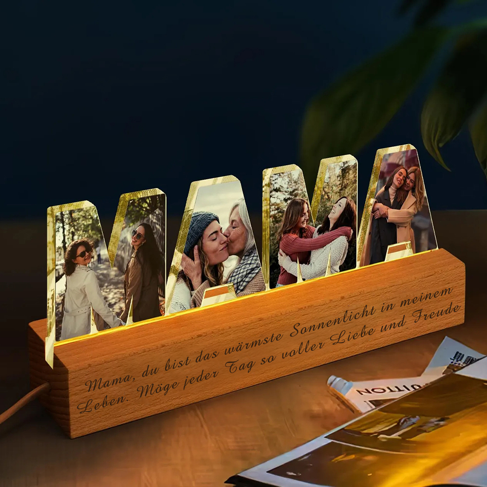 Personalisiertes Foto-Collage Nachtlicht Individueller Text Foto LED Licht Mama Geschenk