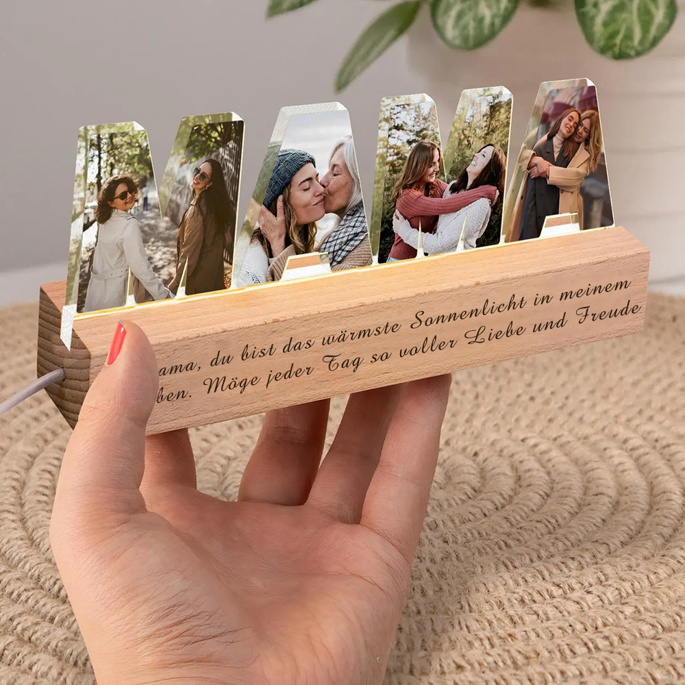 Personalisiertes Foto-Collage Nachtlicht Individueller Text Foto LED Licht Mama Geschenk