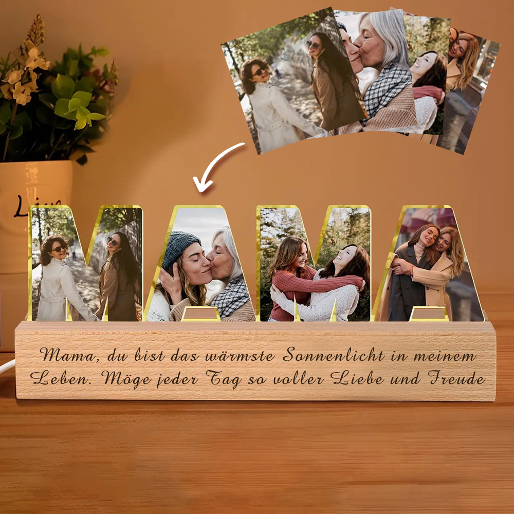 Personalisiertes Foto-Collage Nachtlicht Individueller Text Foto LED Licht Mama Geschenk