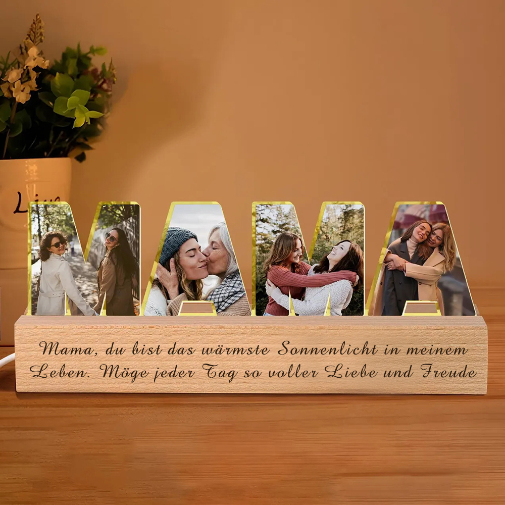 Personalisiertes Foto-Collage Nachtlicht Individueller Text Foto LED Licht Mama Geschenk
