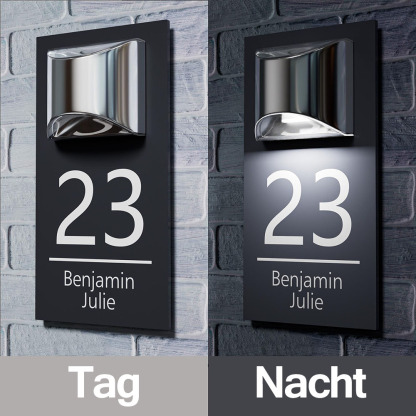 Individuelle Hausnummernschilder mit Solar LED Licht Türschild mit Adresse Einzugsgeschenk für Zuhause