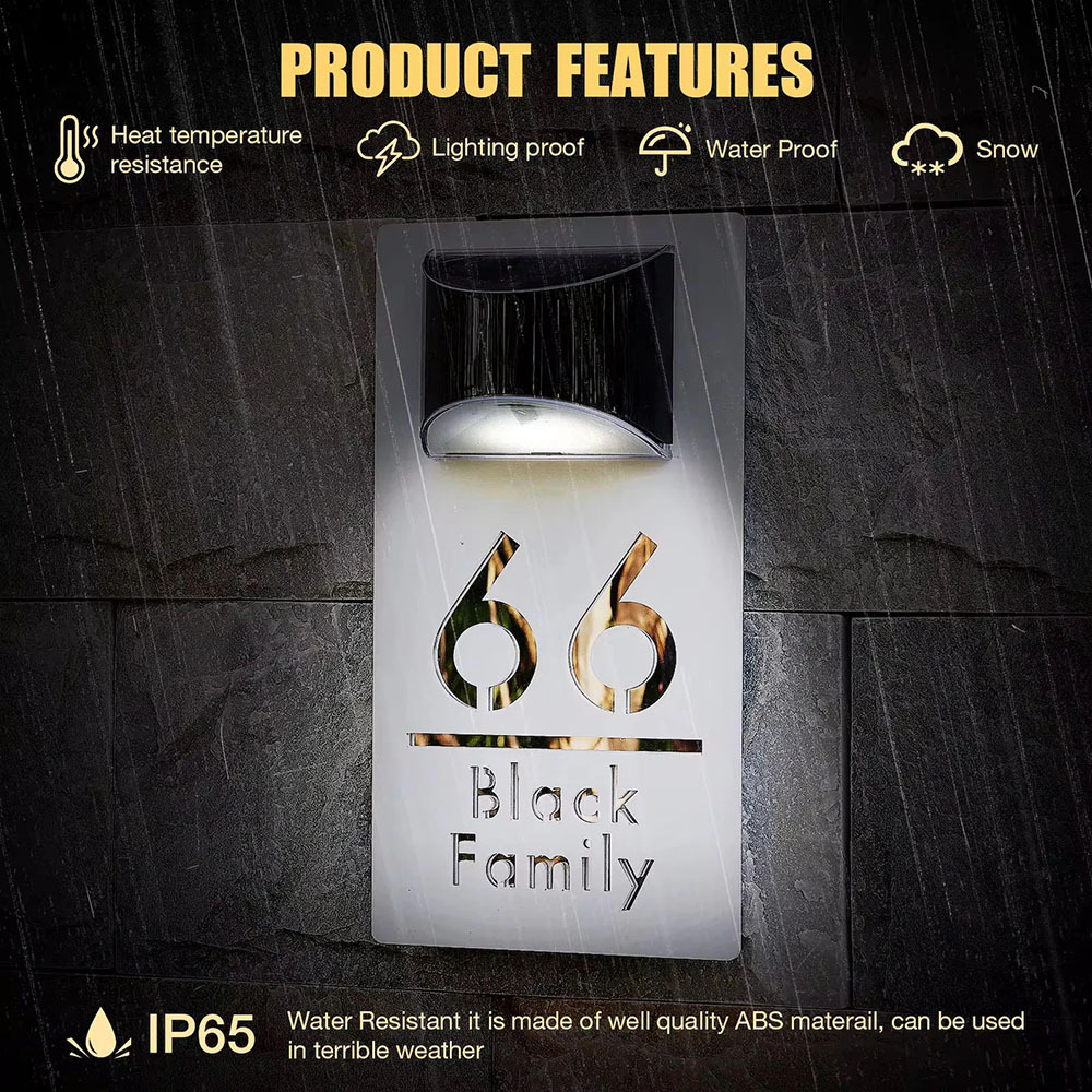 Individuelle Hausnummernschilder mit Solar LED Licht Türschild mit Adresse Einzugsgeschenk für Zuhause