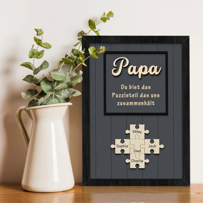 Personalisierte Holzpuzzle Tafel zum Vatertag Du Bist Das Teil Das Uns Zusammenhält Geschenk von Kindern für Papa oder Opa