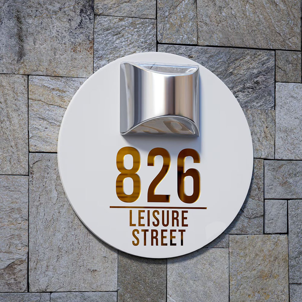 Individuelle Hausnummer mit Solar LED Wetterfeste Adressschild für Wand Gartenzaun oder Hauseingang