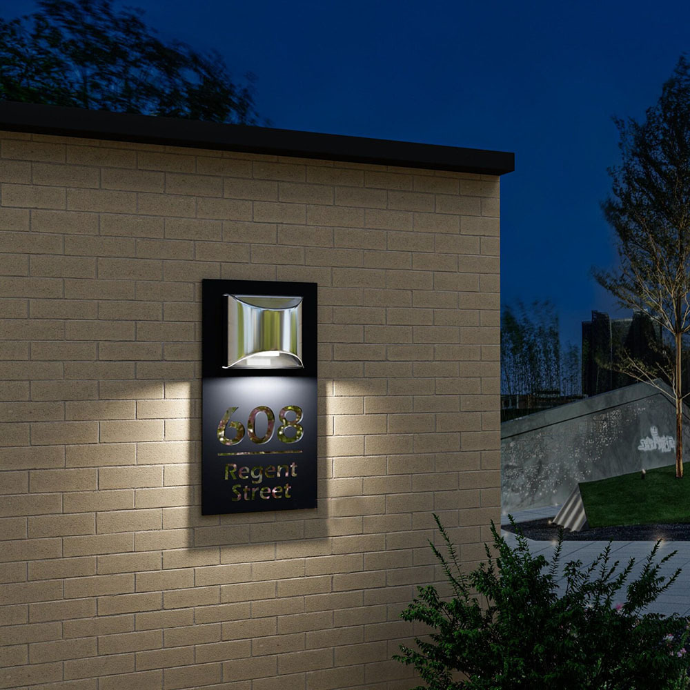 Personalisierte Solar Hausnummernschilder mit LED Beleuchtung Spiegeln