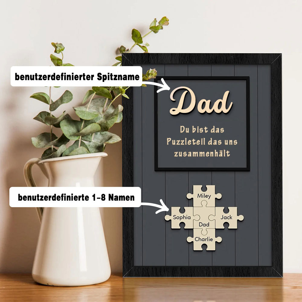 Personalisierte Holzpuzzle Tafel zum Vatertag Du Bist Das Teil Das Uns Zusammenhält Geschenk von Kindern für Papa oder Opa