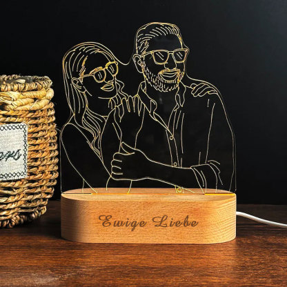 Personalisierte 3D Fotolampe mit Gravur Nachtlicht mit Bild und Text für Paare