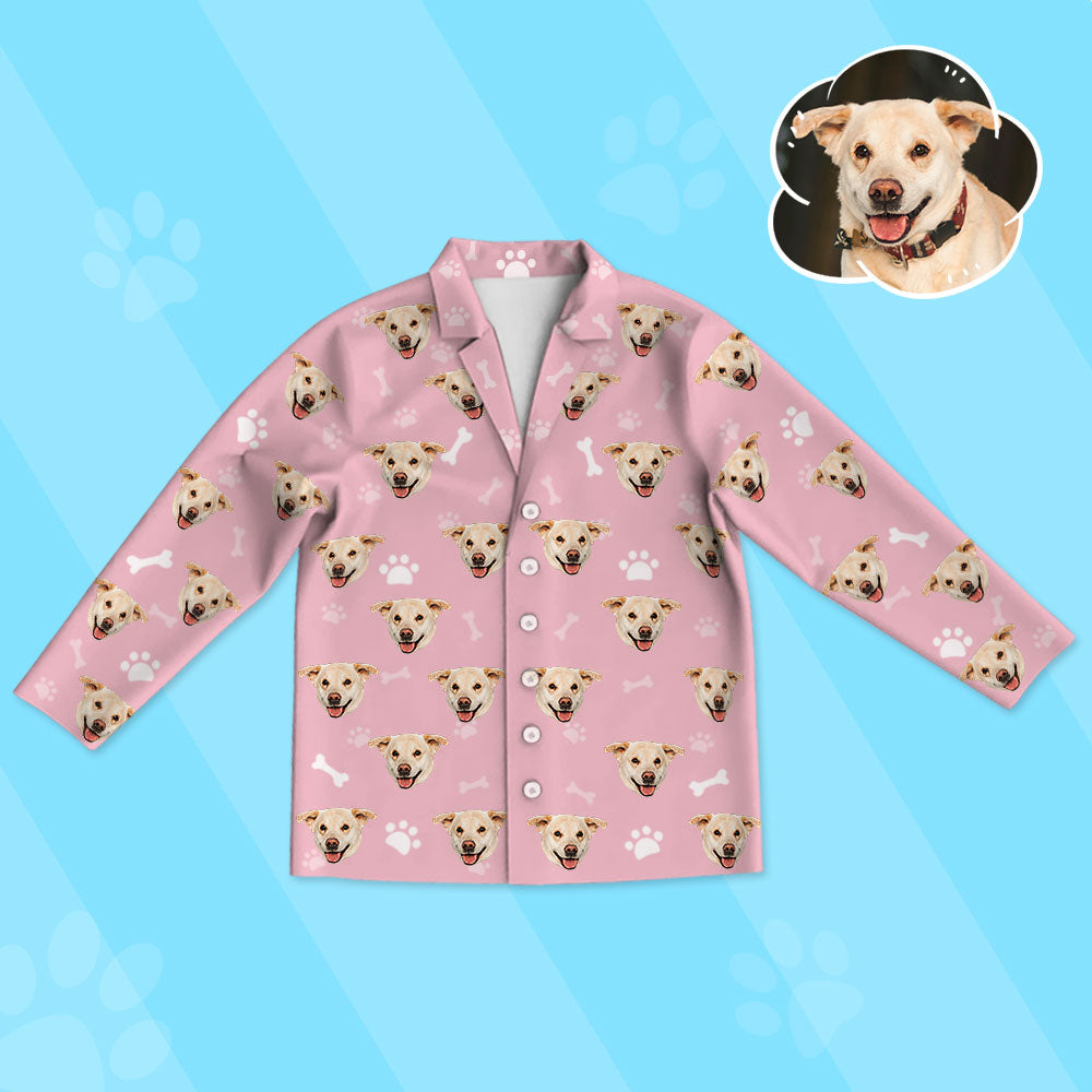 Kinder Schlafanzug mit Hundegesicht Personalisiert Kinder Schlafanzug mit Hunde Foto Geschenk für Kinder