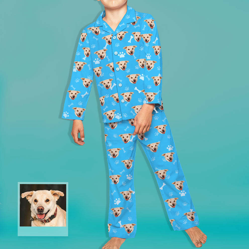 Kinder Schlafanzug mit Hundegesicht Personalisiert Kinder Schlafanzug mit Hunde Foto Geschenk für Kinder