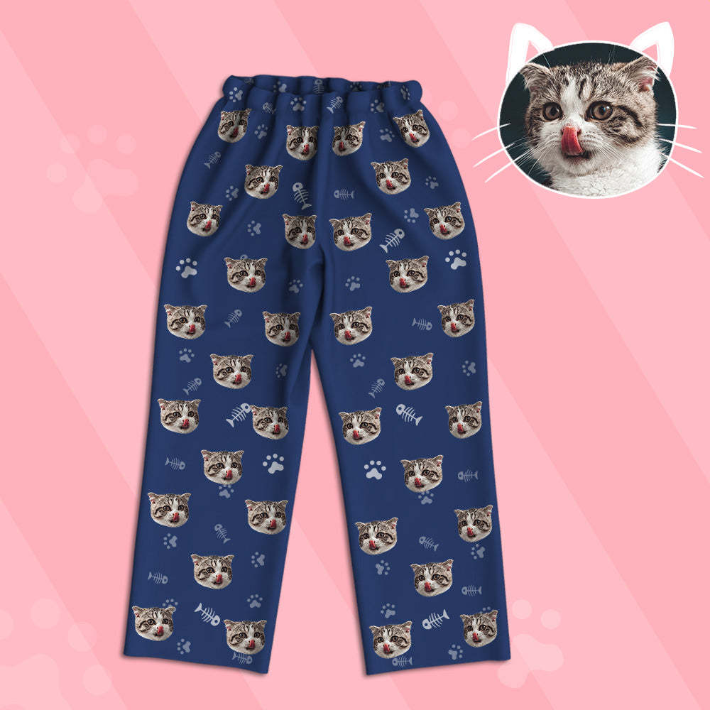 Kinder Custom Pyjamas mit Katzen Gesicht Kinder Personalisiertes Katzen Foto Pyjamas