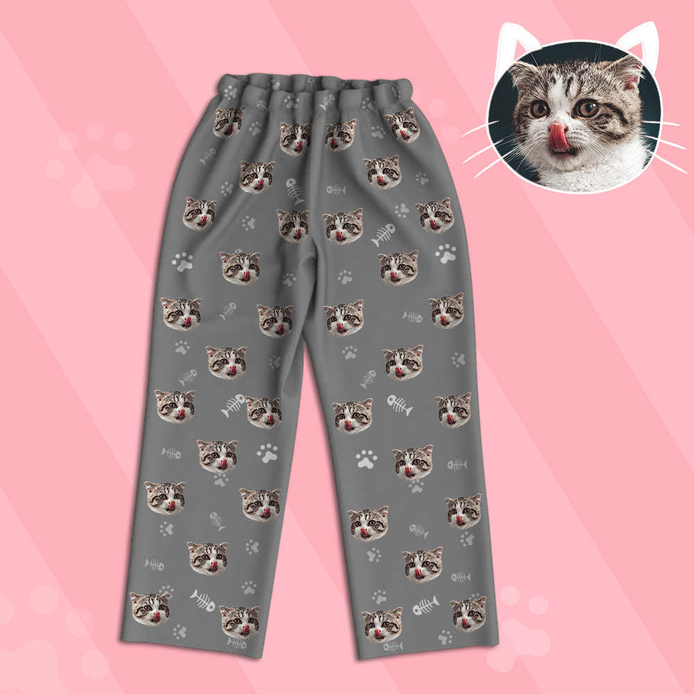 Kinder Custom Pyjamas mit Katzen Gesicht Kinder Personalisiertes Katzen Foto Pyjamas