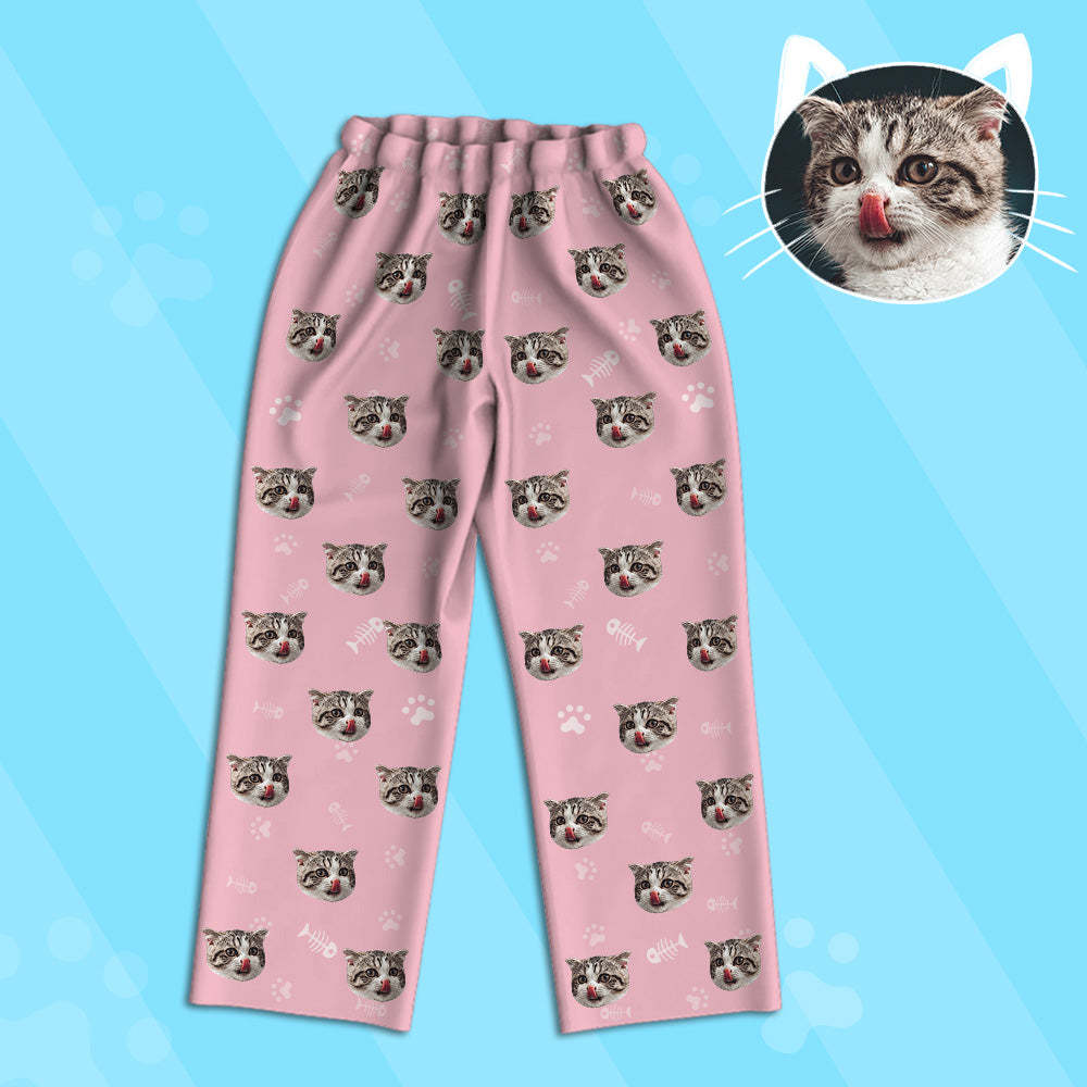 Kinder Custom Pyjamas mit Katzen Gesicht Kinder Personalisiertes Katzen Foto Pyjamas