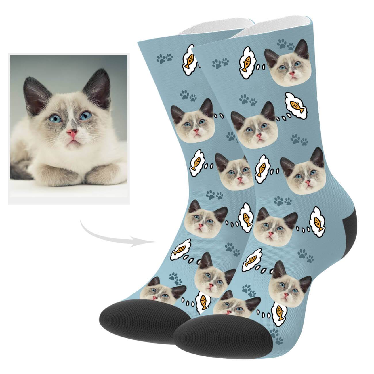 Personalisierte Katzenfoto Socken Geschenk Für Katzenliebhaber