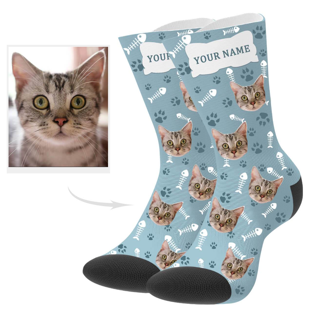 Personalisierte Katzenfoto Socken Mit Bild Und Text