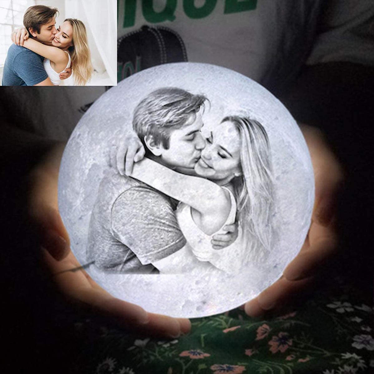 Personalisierte Foto Mondlampe 3D Gravur Mondlicht mit 2 Farben oder 16 Farben
