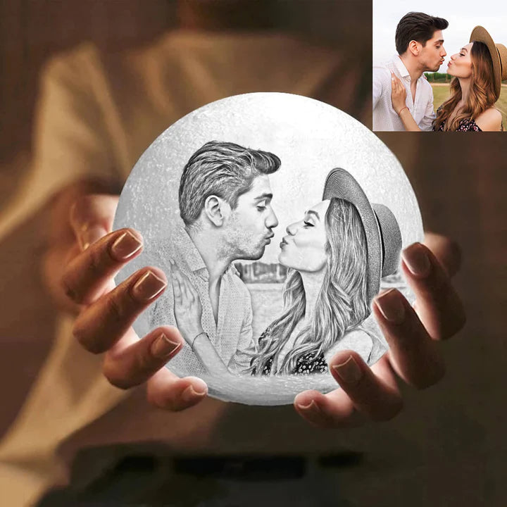 Personalisierte Foto Mondlampe 3D Gravur Mondlicht mit 2 Farben oder 16 Farben